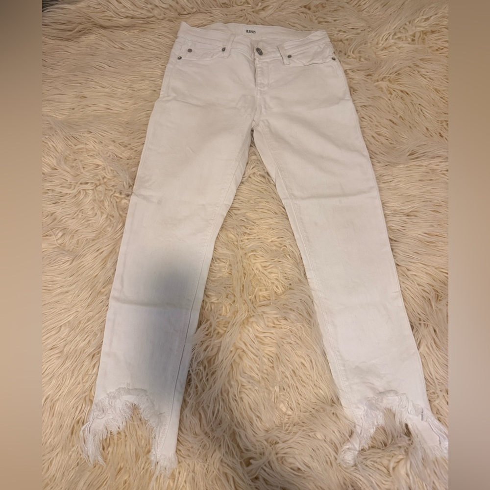 Hudson Tally Crop White Denim Jeans Size 26 - Picture 3 of 7
